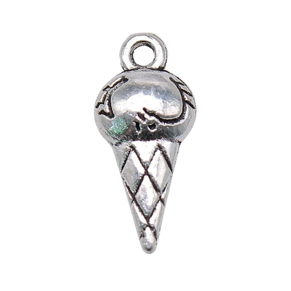 WYSIWYG 20pcs 19x8x4mm Ice Cream Charms Pendants For Jewelry Making Antique Silver Plated Antique Bronze Color Jewelry Findings