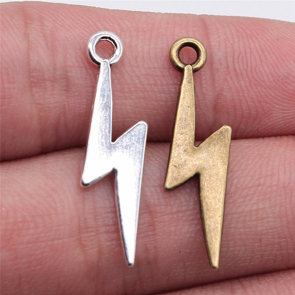 WYSIWYG 20pcs 2 Colors Antique Bronze Tone 28x7mm Lightning Charms Pendant For Jewelry Making Jewelry Findings