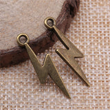 WYSIWYG 20pcs 2 Colors Antique Bronze Tone 28x7mm Lightning Charms Pendant For Jewelry Making Jewelry Findings