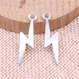 WYSIWYG 20pcs 2 Colors Antique Bronze Tone 28x7mm Lightning Charms Pendant For Jewelry Making Jewelry Findings