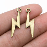 WYSIWYG 20pcs 2 Colors Antique Bronze Tone 28x7mm Lightning Charms Pendant For Jewelry Making Jewelry Findings