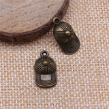WYSIWYG 20pcs 20x10mm Baseball Cap Charms Pendants For Jewelry Making Antique Silver Plated Antique Bronze Color