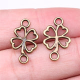 WYSIWYG 20pcs 20x12mm 3 Colors Clover Charms Connector Lucky Clover Charm Connector 4 Leaf Clover Charm Connector