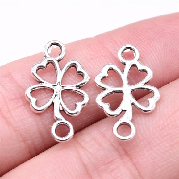 WYSIWYG 20pcs 20x12mm 3 Colors Clover Charms Connector Lucky Clover Charm Connector 4 Leaf Clover Charm Connector