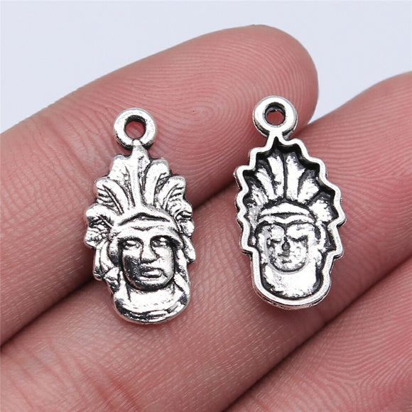 WYSIWYG 20pcs 20x12mm Antique Silver Color Indians Charms Pendant For Jewelry Making DIY Jewelry Findings