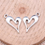 WYSIWYG 20pcs 20x13mm Hollow Heart Charms For DIY Jewelry Making Antique Silver Color Zinc Alloy Charms Jewelry Findings EF3802