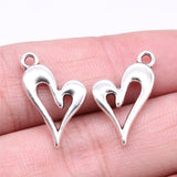 WYSIWYG 20pcs 20x13mm Hollow Heart Charms For DIY Jewelry Making Antique Silver Color Zinc Alloy Charms Jewelry Findings EF3802
