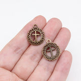 WYSIWYG 20pcs 20x16mm Antique Silver Color Lace Cross Charms For Jewelry Making