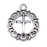 WYSIWYG 20pcs 20x16mm Antique Silver Color Lace Cross Charms For Jewelry Making