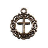 WYSIWYG 20pcs 20x16mm Antique Silver Color Lace Cross Charms For Jewelry Making