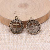 WYSIWYG 20pcs 20x16mm Antique Silver Color Lace Cross Charms For Jewelry Making