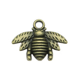 WYSIWYG 20pcs 20x16mm Bee Insect Charms Pendants For Jewelry Making 2 Colors Antique Silver Plated Antique Bronze Plated