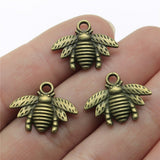 WYSIWYG 20pcs 20x16mm Bee Insect Charms Pendants For Jewelry Making 2 Colors Antique Silver Plated Antique Bronze Plated