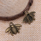 WYSIWYG 20pcs 20x16mm Bee Insect Charms Pendants For Jewelry Making 2 Colors Antique Silver Plated Antique Bronze Plated