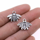 WYSIWYG 20pcs 20x16mm Bee Insect Charms Pendants For Jewelry Making 2 Colors Antique Silver Plated Antique Bronze Plated