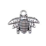WYSIWYG 20pcs 20x16mm Bee Insect Charms Pendants For Jewelry Making 2 Colors Antique Silver Plated Antique Bronze Plated