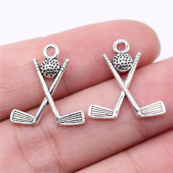 WYSIWYG 20pcs 20x18mm Charms Golf Charms For Jewelry Making DIY Jewelry Findings Antique Silver Color Alloy Charms Pendant