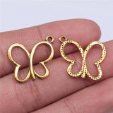 WYSIWYG 20pcs 20x19mm Gold Color Hollow Butterfly Charms Jewelry Accessories For Jewelry Making