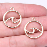WYSIWYG 20pcs 20x20mm Antique Silver Color KC Gold Color Waves Charms Pendant For Jewelry Making DIY Jewelry Findings