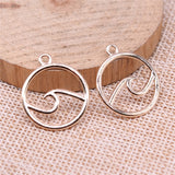 WYSIWYG 20pcs 20x20mm Antique Silver Color KC Gold Color Waves Charms Pendant For Jewelry Making DIY Jewelry Findings