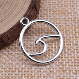 WYSIWYG 20pcs 20x20mm Antique Silver Color KC Gold Color Waves Charms Pendant For Jewelry Making DIY Jewelry Findings