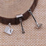 WYSIWYG 20pcs 20x8mm Rake Pendant Charms Antique Silver Color For Jewelry Making Zinc Alloy Jewelry Findings