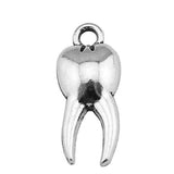 WYSIWYG 20pcs 20x8mm Tooth Charm Pendants For Jewelry Making Antique Silver Color Zombie Tooth Teeth Molar Charm