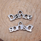WYSIWYG 20pcs 20x9mm Dance Charm Pendants For Jewelry Making Antique Silver Color Word Dance Pendants Charm