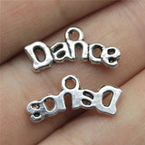 WYSIWYG 20pcs 20x9mm Dance Charm Pendants For Jewelry Making Antique Silver Color Word Dance Pendants Charm