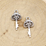 WYSIWYG 20pcs 21x10mm Owl Key Charms For Jewelry Making Jewelry Accessories Antique Silver Plated Antique Bronze Plated