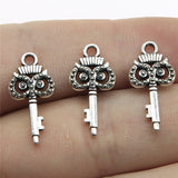 WYSIWYG 20pcs 21x10mm Owl Key Charms For Jewelry Making Jewelry Accessories Antique Silver Plated Antique Bronze Plated