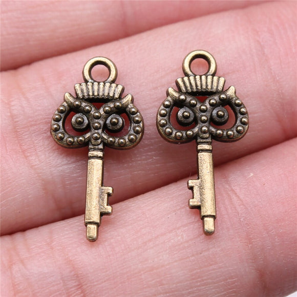 WYSIWYG 20pcs 21x10mm Owl Key Charms For Jewelry Making Jewelry Accessories Antique Silver Plated Antique Bronze Plated