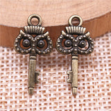 WYSIWYG 20pcs 21x10mm Owl Key Charms For Jewelry Making Jewelry Accessories Antique Silver Plated Antique Bronze Plated