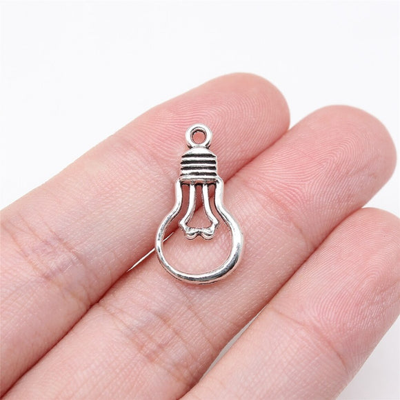 WYSIWYG 20pcs 21x12mm Antique Silver Color Light Bulb Charms For Jewelry Making
