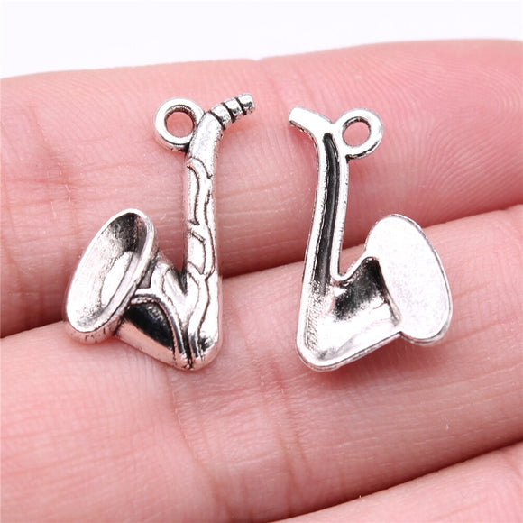 WYSIWYG 20pcs 21x12mm Pipe Saxophone Charms Antique Silver Color Charms For Jewelry Making Jewelry Findings