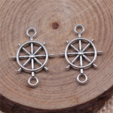 WYSIWYG 20pcs 21x15mm Antique Silver Color Rudder Connector Charms For Jewelry Making DIY Jewelry Findings