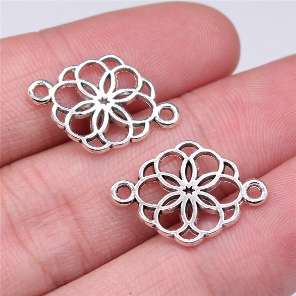 WYSIWYG 20pcs 21x15mm Charms Flower Of Life Connector Charms For Jewelry Making DIY Antique Silver Color EF3707