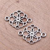 WYSIWYG 20pcs 21x15mm Charms Flower Of Life Connector Charms For Jewelry Making DIY Antique Silver Color EF3707