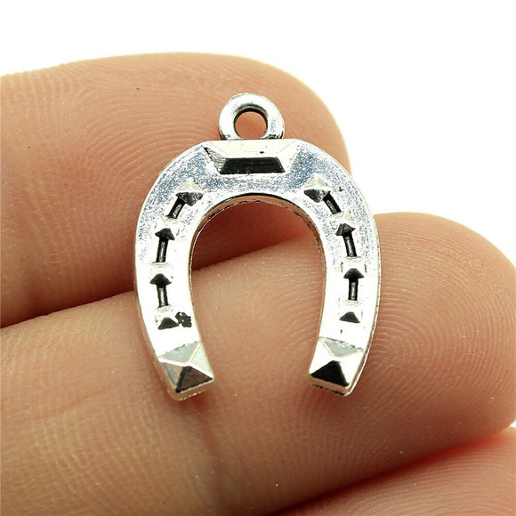 WYSIWYG 20pcs 21x16mm Antique Silver Color Horseshoe Charms Pendant For DIY Jewelry Making Handmade Jewelry Craft Findings