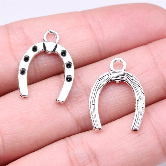 WYSIWYG 20pcs 21x16mm Horseshoe Charms Antique Silver Color Pendant Charms For Jewelry Making Jewelry Accessories