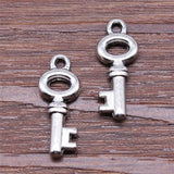 WYSIWYG 20pcs 21x8mm Antique Silver Color Key Charms Pendant For Jewelry Making