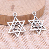 WYSIWYG 20pcs 22mm Antique Silver Color Antique Bronze Plated Star Of David Pendants Star Of David Charm David Star Pendant