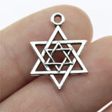 WYSIWYG 20pcs 22mm Antique Silver Color Antique Bronze Plated Star Of David Pendants Star Of David Charm David Star Pendant