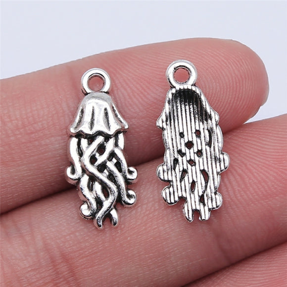WYSIWYG 20pcs 22x10mm Antique Silver Color Jellyfish Charms Pendant For Jewelry Making DIY Jewelry Findings