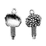 WYSIWYG 20pcs 22x11mm Flowers Charms For Jewelry Making Antique Silver Color Charm Pendant Jewelry Accessories