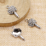 WYSIWYG 20pcs 22x11mm Flowers Charms For Jewelry Making Antique Silver Color Charm Pendant Jewelry Accessories