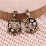 WYSIWYG 20pcs 22x12mm Antique Bronze Antique Silver Color Hollow Turtle Charms Pendant For Jewelry Making DIY Jewelry Findings