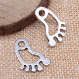 WYSIWYG 20pcs 22x14mm Foot Charms Antique Silver Color Pendant Charms For Jewelry Making Jewelry Accessories