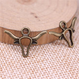 WYSIWYG 20pcs 22x15mm Antique Silver Color Antique Bronze Bull Head Charms Pendant For Jewelry Making DIY Jewelry Findings EF3879