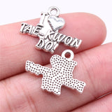 WYSIWYG 20pcs 22x17mm Charms I Love Tae-Kwon-Do Charms For Jewelry Making DIY Antique Silver Color Alloy Charms